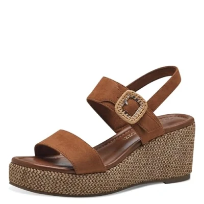 Abbildung von Marco Tozzi Plateausandalette, Damen, Größe: 39, Cognac comb Schuhe