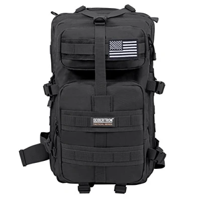 Abbildung von Seibertron Falcon Taktischer Militärischer Rucksack Kompakt Angriff für Wandern Reisen Trekking Tasche Tactical Bag Assault Backpack Military Camping Pack Outdoor Daypacks (Black 37L)