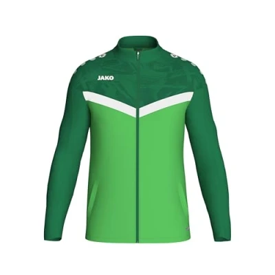 Abbildung von JAKO ICONIC Unisex Polyesterjacke Gr. 116 Soft Green/Sportgrün Atmungsaktive Kinder Trainingsjacke Jungen und Mädchen im modernen Design, 100% recyceltes Polyester