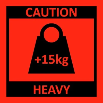 Abbildung von Versandetiketten, Warnetiketten +15 kg Caution Heavy Aufkleber, 100 Stück, 10x10cm