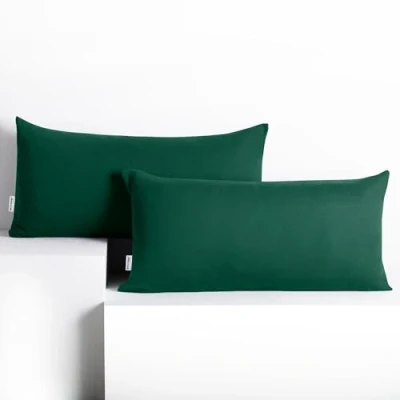 Abbildung von DecoKing 2 Kissenbezüge 40x80 cm Baumwolle Reißverschluss flaschengrün Amber