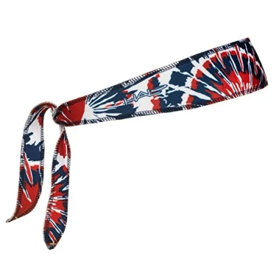 Abbildung von Halo Headband I Schweißband zum Binden für Damen und Herren, kein Verrutschen mit feuchtigkeitsableitendem Dryline Gewebe, Rot, Weiß Blau, Batikfärbung, Einheitsgröße
