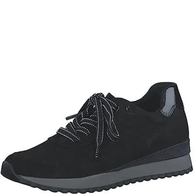 Abbildung von MARCO TOZZI Damen Sneaker flach Elegant zum Schnüren, Schwarz (Black Comb), 37