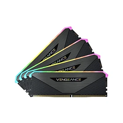 Abbildung von Corsair Vengeance RGB RT 32 GB (4 x 8 GB) DDR4 3.600MHz C18 Arbeitsspeicher (Dynamische Beleuchtung, Optimiert für AMD 300/400/500 Series, Kompatibilität mit Intel Series) Schwarz
