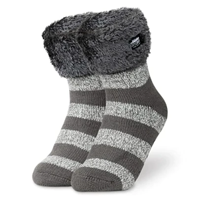Abbildung von CityComfort Kuschelsocken Damen, Dicke Socken Rutschfeste Haussocken Damen (Grau/Silber)