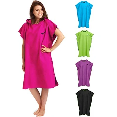 Abbildung von Fit Flip Strandponcho für Surfer Poncho Handtuch schnelltrocknend Surf Mikrofaser Umkleidehilfe Strand Surfponchos Ultraleicht Badeponcho Erwachsene (Größe L, Pink)