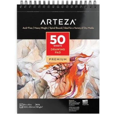 Abbildung von Arteza Zeichenblock 8x 10&quot; (20.3x25.4 cm), spiralgebundenes Skizzenbuch mit 50 Blatt, robustes säurefreies Zeichenpapier (80lb/130g), Künstler Skizzenblock für Kinder &amp; Erwachsene