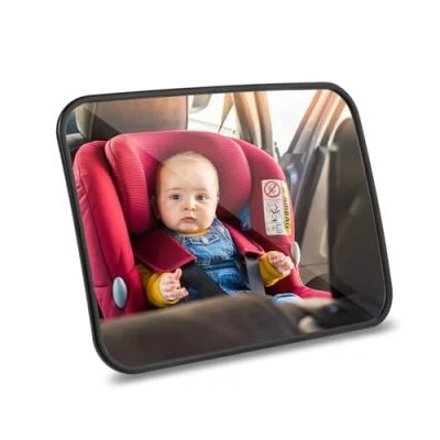Abbildung von AiQInu Autospiegel für den Rücksitz, Bruchsicherer Rücksitzspiegel, Spiegel Auto schwenkbar Kindersitz und Babyschale Schwarz