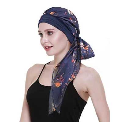 Abbildung von FocusCare Chemo Kopfbedeckung Turban schals vor Kopf Wraps Kopftuch gebunden für Krebs medizinische chemotherapie Patienten.