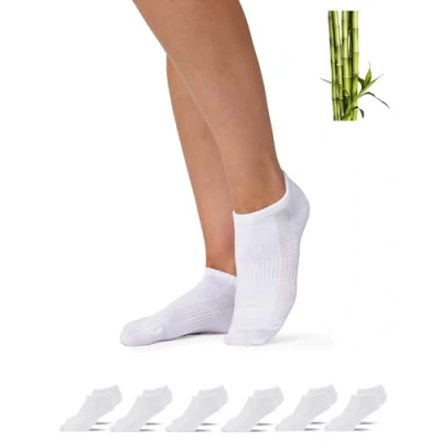 Abbildung von Snocks Premium Bambus Sneaker Socken Herren und Damen 6 Paar Weiche Atmungsaktive Knöchelsocken gegen Schweißfüße Ideal für Sport Alltag Gr.47 50 Farbe Weiß