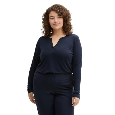 Abbildung von TOM Tailor Langarmshirt, Damen, Größe: 48, Sky captain blue