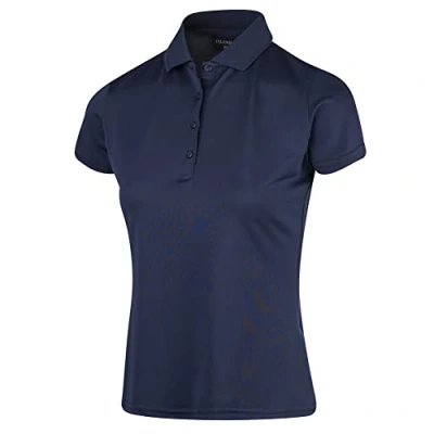 Abbildung von Island Green IGLTS1851 Damen Essentials Stretch Atmungsaktives Micro Pique Golf Poloshirt, Marine, EU 46