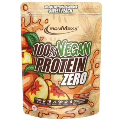 Abbildung von IronMaxx 100% Vegan Protein Zero Peach 500g zuckerfreies und proteinreiches Eiweißpulver aus 4 Komponenten veganes Proteinpulver ohne Aspartam