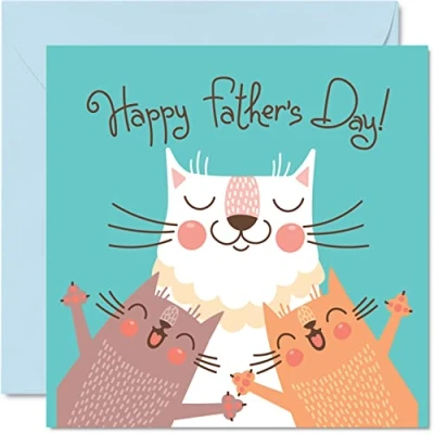 Abbildung von Lustige Vatertagskarten für Papa von der Katze zum Vatertag Witz Happy Vatertagskarte Geschenk Vater 145 mm x Vatertagsgrußkarten