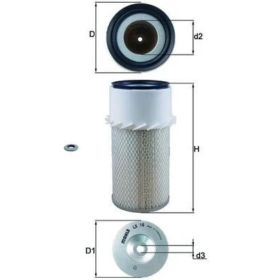 Abbildung von MAHLE ORIGINAL LX 16 Luftfilter 288,0 160,0, 134 Filtereinsatz LAND ROVER: Defender Off Road, Road Convertible
