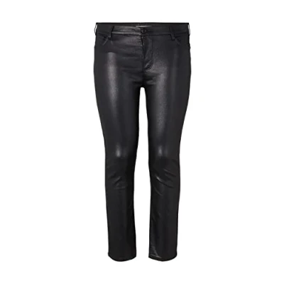 Abbildung von TOM TAILOR Damen 1035102 Plussize Alexa Slim Jeans Coated, 14482 Deep Black, 44 Große Größen