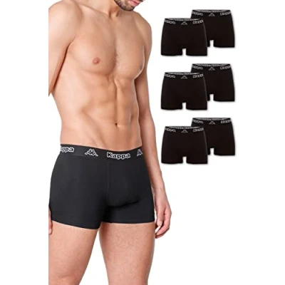 Abbildung von Kappa Enge Boxershorts 6er Pack VINESTA I Retro Pants für Männer aus Baumwolle reißfeste &amp; atmungsaktive Herren Unterhosen Boxer im Vorteilspack als Sport Unterwäsche oder Loungewear, Schwarz M