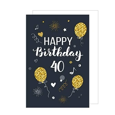 Abbildung von Edition Seidel Premium XXL Maxi Glückwunschkarte zum 40. Geburtstag mit Umschlag Format DIN A4. Geburtstagskarte Grußkarte Billet Happy Birthday Mann Frau Luftballons Gold (A4 GZ346 40)