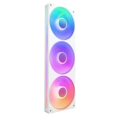 Abbildung von NZXT F360 RGB Core 360 mm Einzelrahmen Lüftereinheit mit 3 x 120 Lüftern Drehzahl und Beleuchtungssteuerung Hoher statischer Druck Luftstrom 8 aRGB LEDs pro Lüfter Weiß
