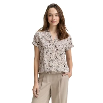 Abbildung von TOM Tailor MIT Muster Hemdbluse, Damen, Größe: 34, Beige abstract dot design