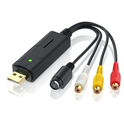 Abbildung von Aplic USB Audio Video Grabber Formatwandler Neue Software Windows 11 fähig VHS Videoadapter zur Bearbeitung Nachbearbeitung vergoldete Kontakte