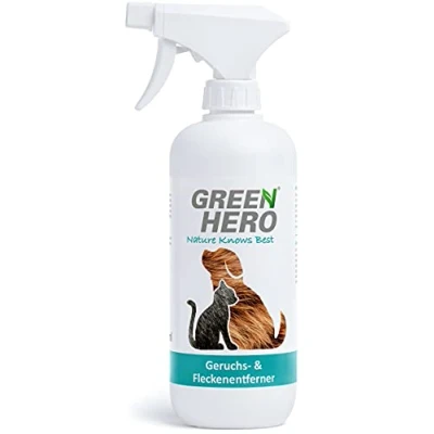 Abbildung von Green Hero Geruchsentferner und Fleckenentferner 500 ml, das Spray gegen Gerüche Flecken Bei Haustieren, Biologischer neutralisierender Enzymreiniger für Urin, Kot, Erbrochenes, Haustieren