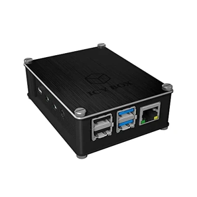 Abbildung von ICY BOX Raspberry Pi 4 Gehäuse, Aluminium und Acryl wechselbar, luftdurchlässiges Seitengitter, Kühlkörper