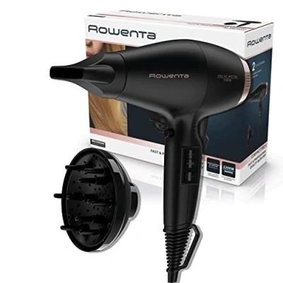 Abbildung von Rowenta Compact Pro Haartrockner, hohe Leistung, 220 W, professioneller AC Motor, 4 Einstellungen/Temperatur, Kaltluft, 9 mm Konzentratordüse, Lockenverteiler, CV6930