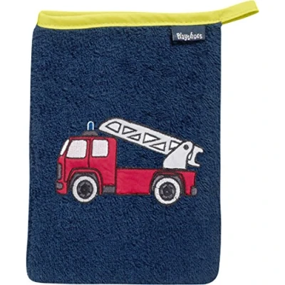 Abbildung von Playshoes Unisex Kinder 340094 Frottee Waschhandschuh Feuerwehr, 11 Marine, 15x20 cm