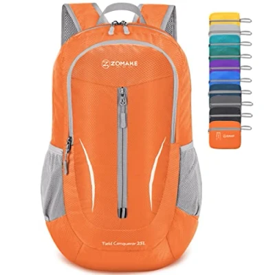 Abbildung von ZOMAKE Ultraleicht Faltbarer Rucksack Packbare Backpacks 25L,Kleiner Faltbar Rucksäcke Wanderrucksack Wasserdicht für Damen Herren Outdoor Wandern(Orange)