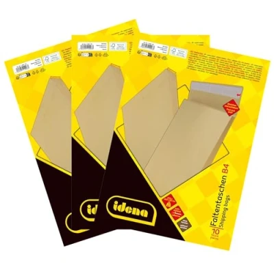 Abbildung von Idena 11093 3 Versandtaschen DIN B4, 30 Stück haftklebend, Faltentaschen mit 4 cm Bodenfalte, Umschläge ohne Fenster, aus 140 g/m² FSC Recycled Papier in Braun