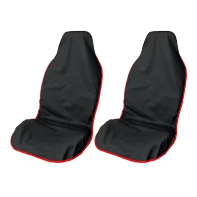 Abbildung von LIONSTRONG® Autositzschoner Vordersitz universell kompatibel [WASSERDICHT] Autositzbezüge Vordersitze Sitzschoner Sitzbezüge Auto Autositz Sitzschutz Werkstattschoner Polyester Rot 2 St.