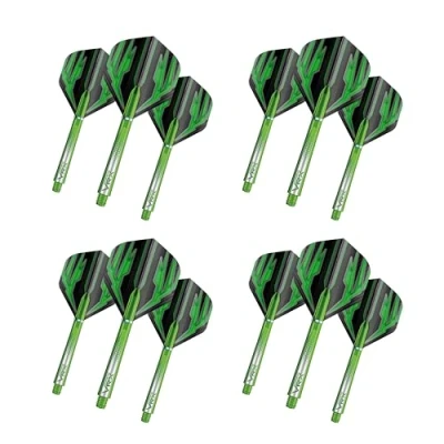 Abbildung von RED DRAGON Dart Flight and Schäfte Kombi Grün 4 Sätze Standardflüge und VRX Nitrotech pro Packung