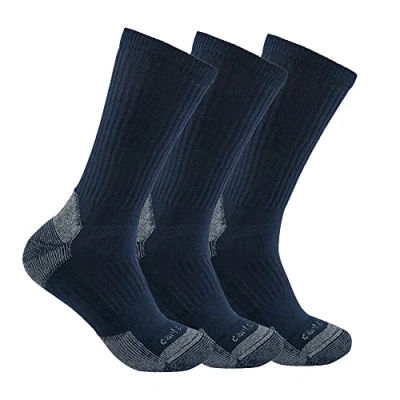 Abbildung von Carhartt Men&#039;s Midweight Cotton Blend Crew Sock 3 Pairs, Navy, XL