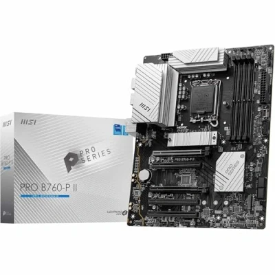 Abbildung von MSI PRO B760 P II Mainboard, ATX Unterstützt Intel Core Prozessoren der 14., 13. und 12. Generation, LGA 1700 DDR5 Memory Boost 7000+MHz/OC, PCIe 4.0 x16 Slots, M.2 Gen4 2.5G LAN