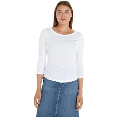 Abbildung von Tommy Hilfiger Damen Langarmshirt 1985 Slim Slub Basic, Weiß (Th Optic White), M