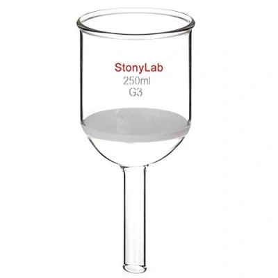 Abbildung von StonyLab Glas Büchner Trichter Filter, Borosilikatglas Buchner Filtertrichter mit Feiner Fritte(G3), 76mm Innendurchmesser, 80mm Tiefe 250ml