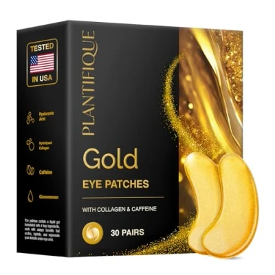 Abbildung von Plantifique Augenpads Gegen Augenringe und Tränensäcke 30 Paar Gold Eye Pads mit Kollagen, Koffein Augenmaske Under Patches Mask Augen Geschenke