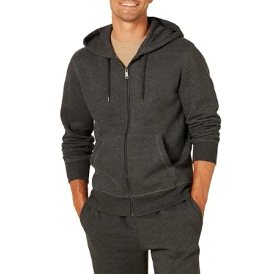 Abbildung von Amazon Essentials Herren Fleece Kapuzenpulli mit durchgehendem Reißverschluss (erhältlich in den Größen Big &amp; Tall), Dunkelgrau Meliert, 5XL Große
