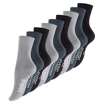 Abbildung von Vincent Creation 9 Paar Bambus Socken, Unisex Bambussocken für Damen und Herren, Handgekettelte Spitze (43 46, Assorted (Grau, Stargazer, Schwarz))