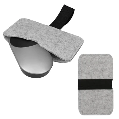 Abbildung von kwmobile Tasche kompatibel mit Apple Magic Mouse 1 / 2 Logitech Pebble Wireless Hülle Filz Cover für Computer Maus Schutzhülle PC Hellgrau Schwarz
