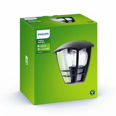 Abbildung von Philips Creek Outdoor Wandleuchte (60 W), wetterfeste Außenleuchte, E27 Leuchte ohne Leuchtmittel, schwarz