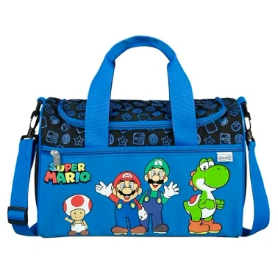 Abbildung von Scooli Super Mario Sporttasche für Kinder 23 x 35 16 cm geräumiges Hauptfach Verstellbarer Schultergurt Zubehör die Schule Umhängetasche