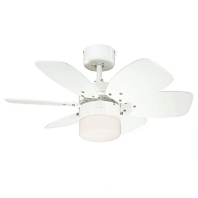 Abbildung von Westinghouse Lighting Deckenventilator, E27, Ausführung in Weiß mit Wendeflügeln hellem Ahorn/weiß, 7242440