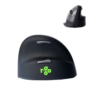 Abbildung von R Go HE Ergonomische Maus, Bluetooth 5.0, Silent funkmaus, Kompatibel mit Anti RSI Software, Vorbeugung Mausarm, Wiederaufladbare kabellose vertikale Maus für Windows/Mac/Linux, 5 Tasten, Schwarz