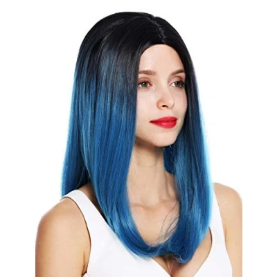 Abbildung von WIG ME UP 1362 4330/2913 Perücke Damenperücke lang glatt Mittelscheitel Ombre Schwarz Blau