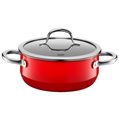 Abbildung von Silit Passion Red Kochtopf klein 20cm, Glasdeckel, Bratentopf Induktion 2,4l, Silargan Funktionskeramik, rot