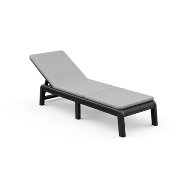 Abbildung von Keter Palma Sonnenliege für den Garten mit 4 Fach Verstellbarer Rücklehne und bequemer Auflage, klappbare Gartenliege, grau, 187 x 58 29 cm, pflegeleicht, wetterfest uv beständig