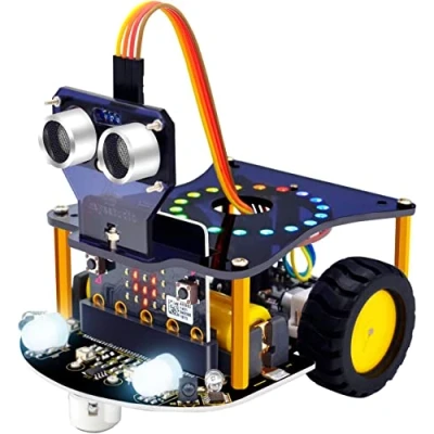 Abbildung von KEYESTUDIO BBC Microbit Roboter Kit Kompatibel mit V1, V2 (ohne Board), Line Tracking Modul, Ultraschallsensor, Bluetooth Programmierbare Learner für 14+ Jugendliche