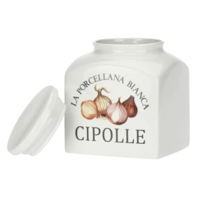 Abbildung von La Porcellana Bianca Aufbewahrungsdose für Zwiebeln aus Porzellan Aufbewahrung, Gläser und Behälter Küche 3500 cc; 15 x 20 cm